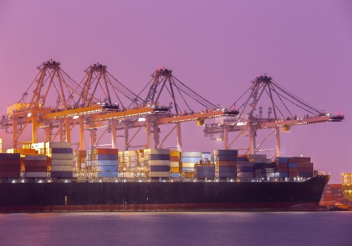Industrial Container Cargo freight ship at habor for Logistic Import Export