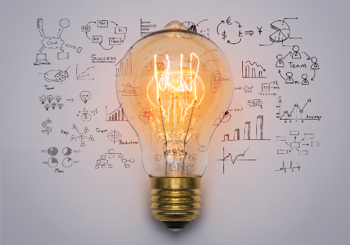 Light bulb with drawing graph